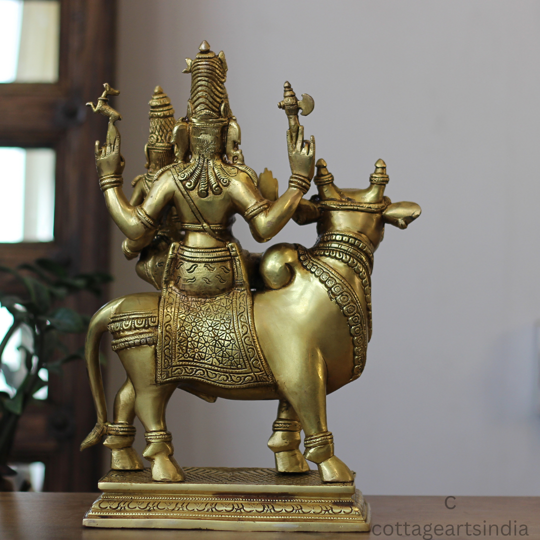 Brass Shiva Parvati on Bull 16"
