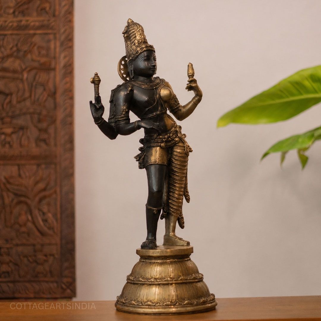 Brass Ardhanarishvara Statue Black and Gold Finish