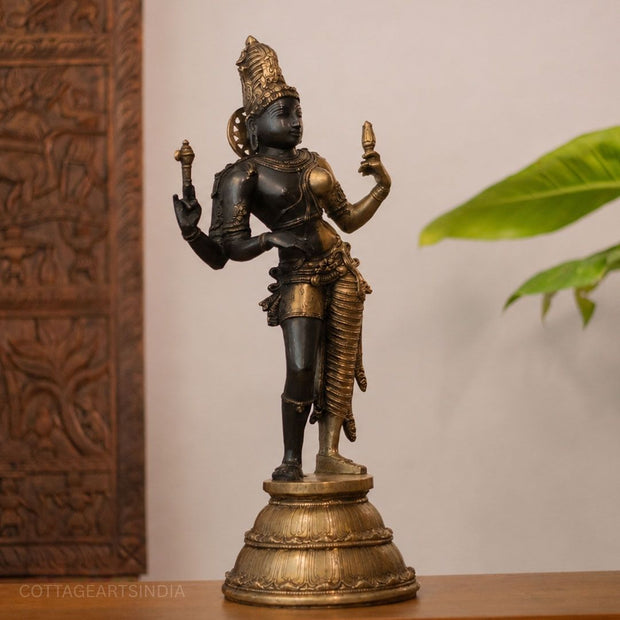 Brass Ardhanarishvara Statue Black and Gold Finish