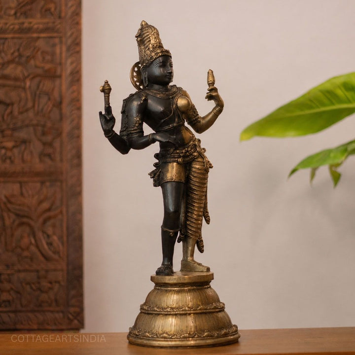 Brass Ardhanarishvara Statue Black and Gold Finish