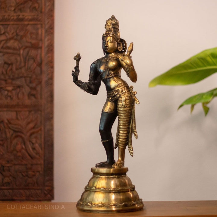 Brass Ardhanarishvara Statue Black and Gold Finish