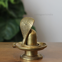 Handcrafted Brass Shiva Lingam with Naga