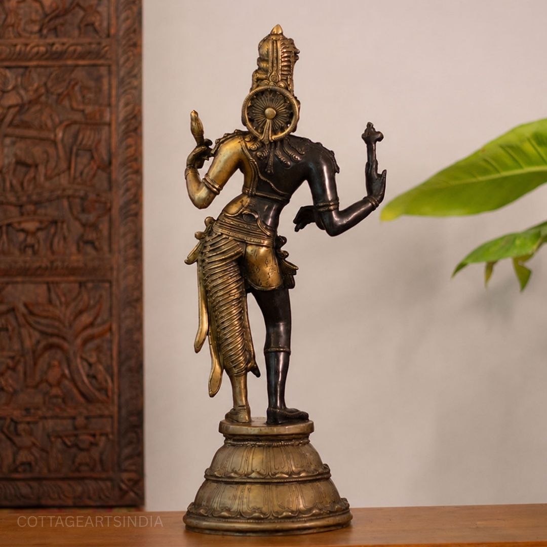 Brass Ardhanarishvara Statue Black and Gold Finish