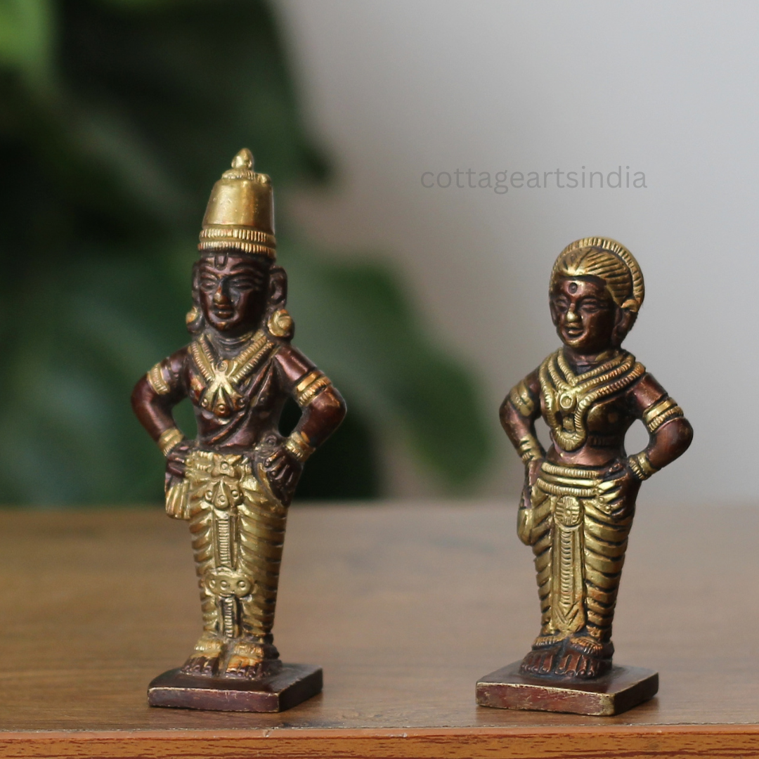 Handcrafted Brass Vitthal and Rukmini Idols – Antique Finish