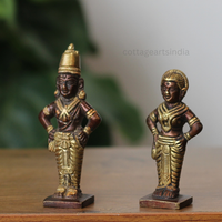 Handcrafted Brass Vitthal and Rukmini Idols – Antique Finish