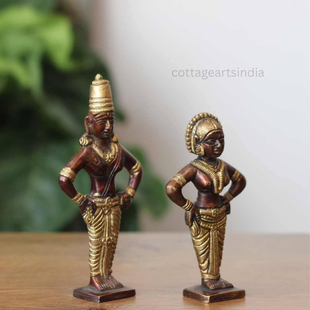 Handcrafted Brass Vitthal and Rukmini Idols – Antique Finish
