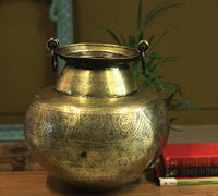 Brass Vintage Carved Planter