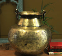 Brass Vintage Carved Planter