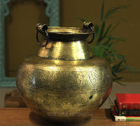 Brass Vintage Carved Planter