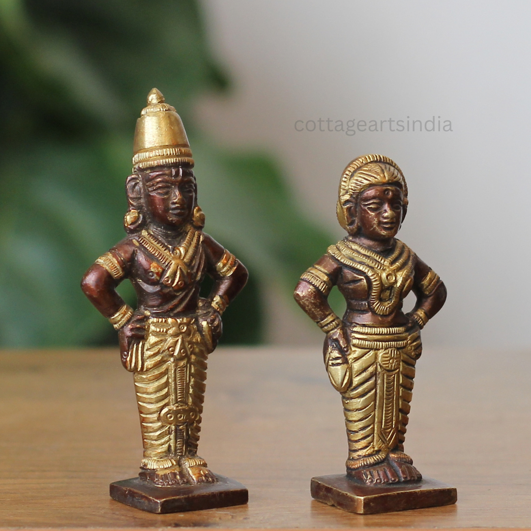 Handcrafted Brass Vitthal and Rukmini Idols – Antique Finish