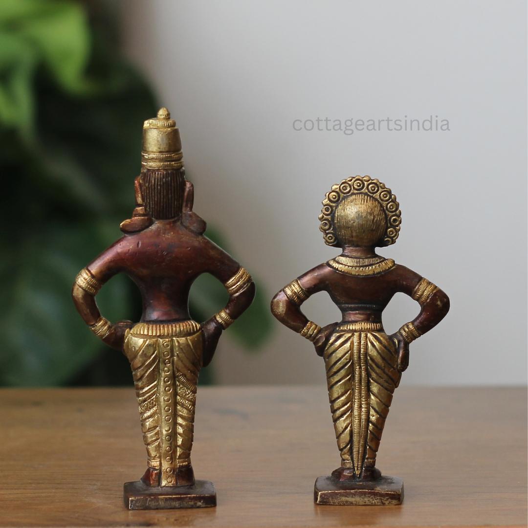 Handcrafted Brass Vitthal and Rukmini Idols – Antique Finish