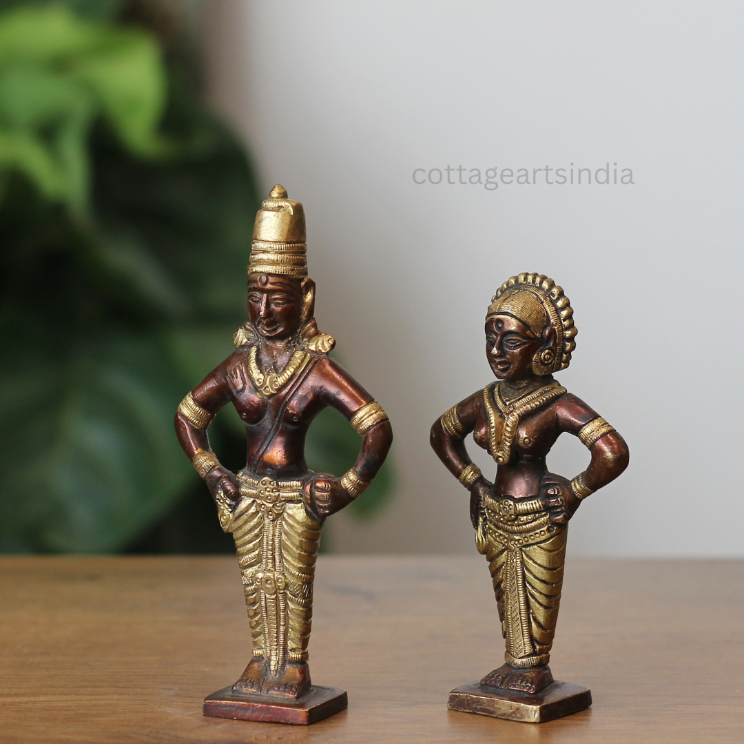 Handcrafted Brass Vitthal and Rukmini Idols – Antique Finish