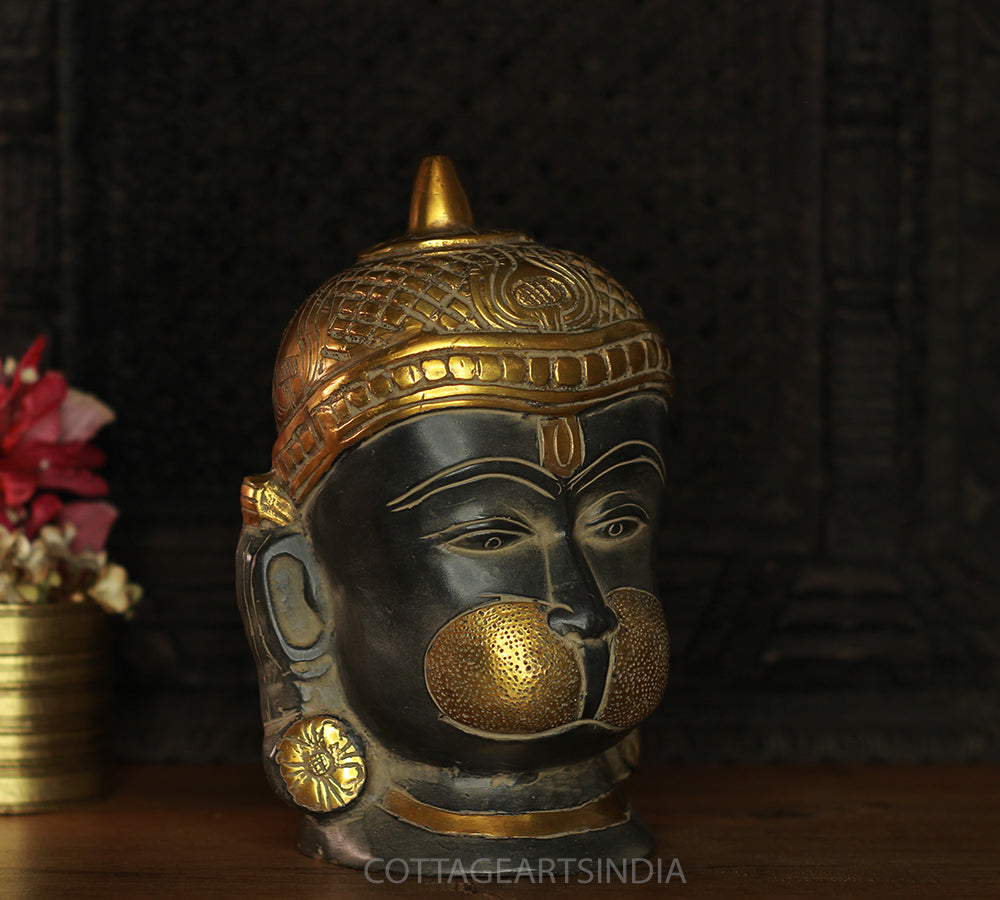 Brass Hanuman Face in Rustic Black