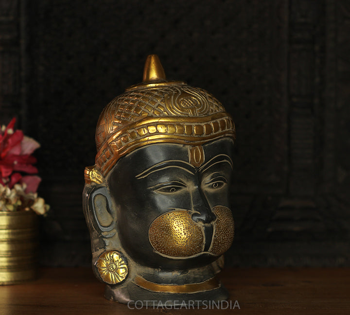 Brass Hanuman Face in Rustic Black