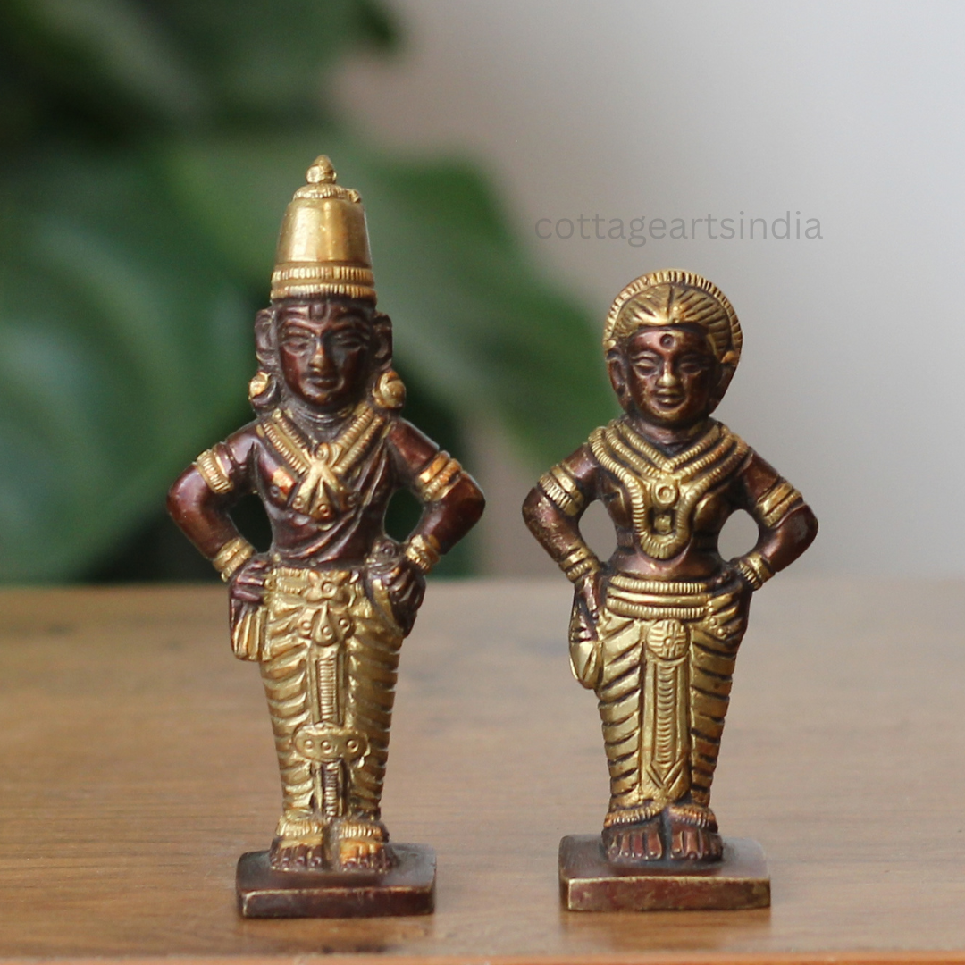 Handcrafted Brass Vitthal and Rukmini Idols – Antique Finish