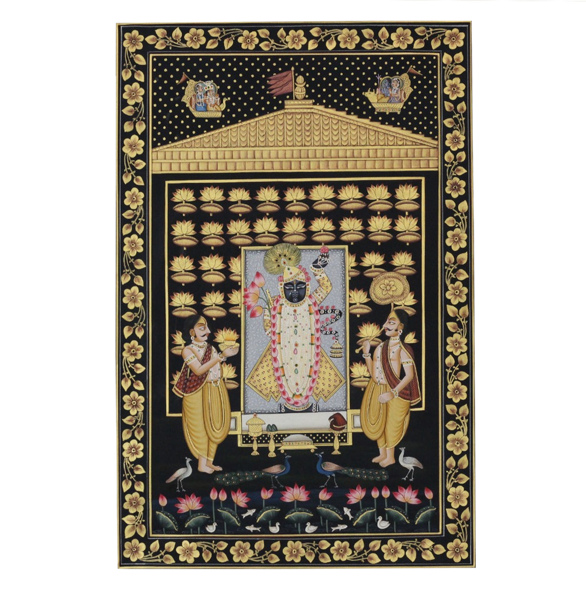 Shrinathji Rajbhog Darshan Pichwai Painting – Handcrafted Gold Foil Artwork
