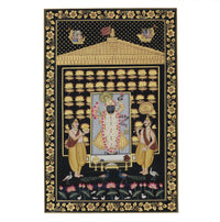 Shrinathji Rajbhog Darshan Pichwai Painting – Handcrafted Gold Foil Artwork