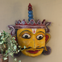 Vintage Odisha Wooden Folk Mask – Traditional Indian Folk Art