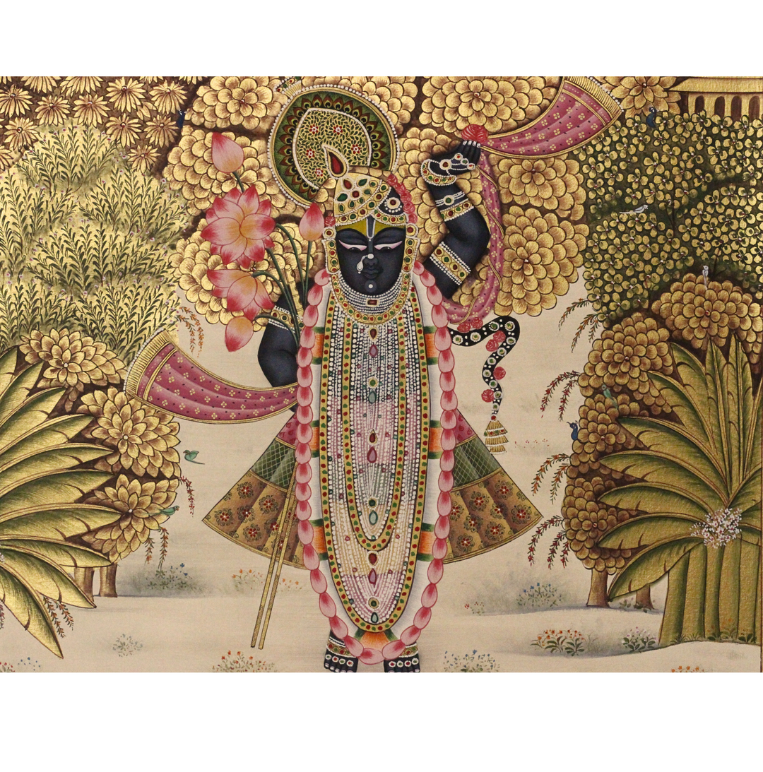 Shrinathji Pichwai Painting – Golden Vrindavan