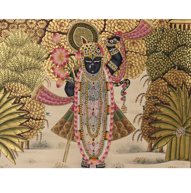 Shrinathji Pichwai Painting – Golden Vrindavan