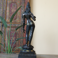Standing Parvati Brass Sculpture 24"| Chola Style Spiritual Art