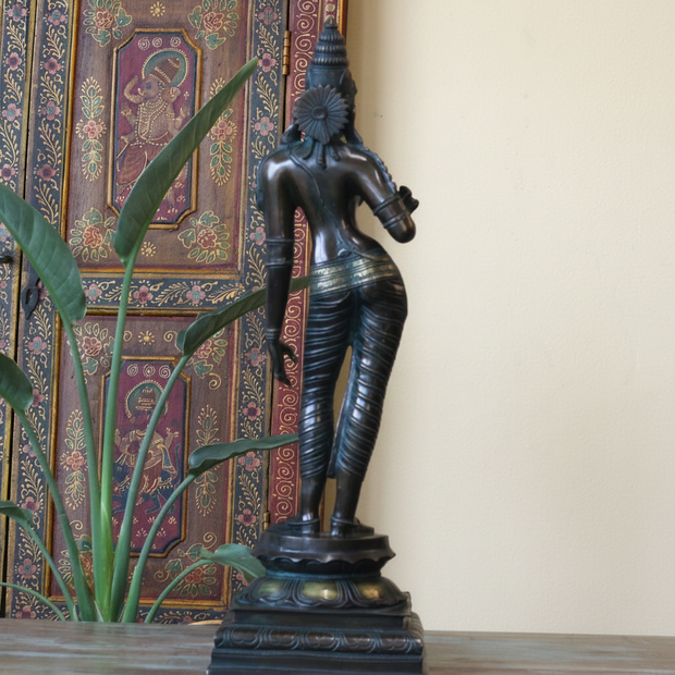 Standing Parvati Brass Sculpture 24"| Chola Style Spiritual Art