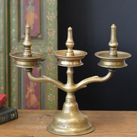 Brass Vintage Kavara Vilakku – 3 Branched Traditional Oil Lamp