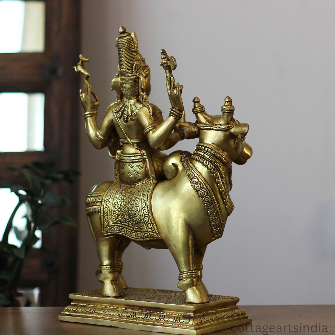 Brass Shiva Parvati on Bull 16"