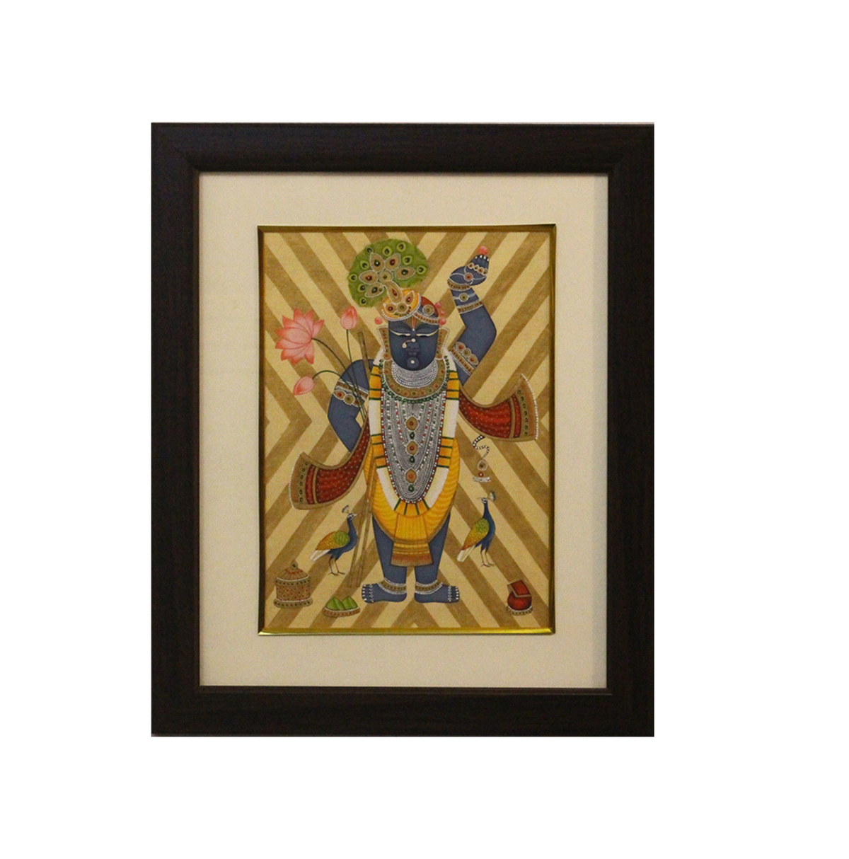 Sacred Shrinathji Pichwai Painting with Gold Accents on Paper