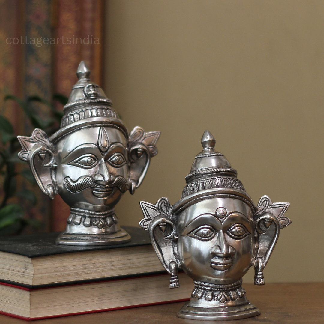 Brass Shiva and Gauri Mukhalingam – Silver Finish