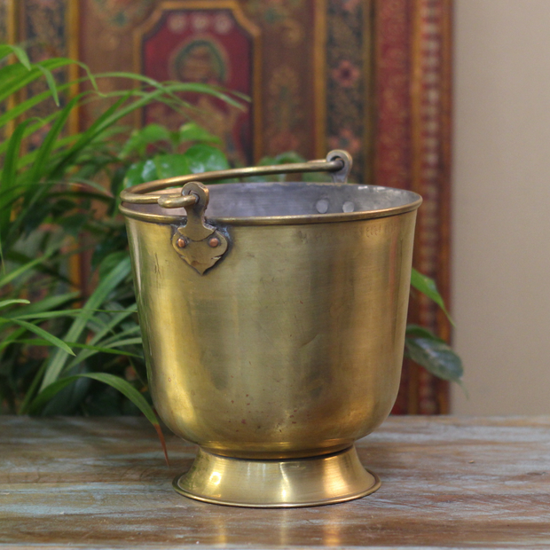 Brass Vintage Carved Planter