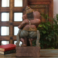 Handcrafted Wooden Ganesha Playing Tabla | Traditional Indian Decor