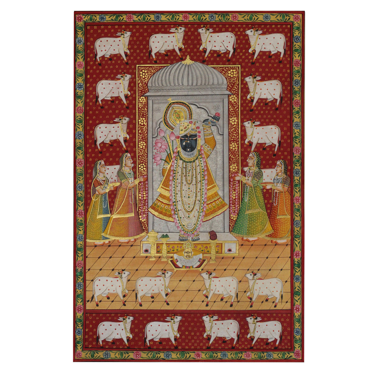 Hand-Painted Shrinathji Temple Pichwai Painting | Traditional Nathdwara Art