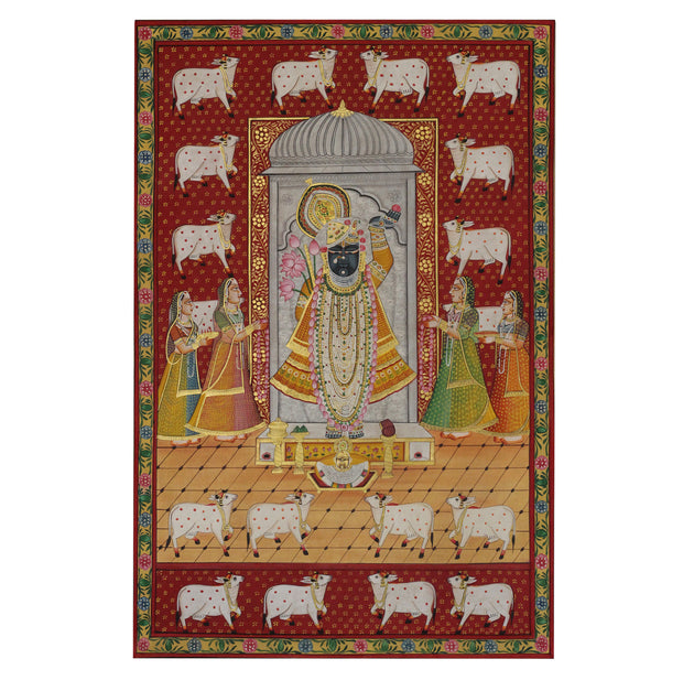 Hand-Painted Shrinathji Temple Pichwai Painting | Traditional Nathdwara Art