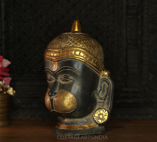 Brass Hanuman Face in Rustic Black