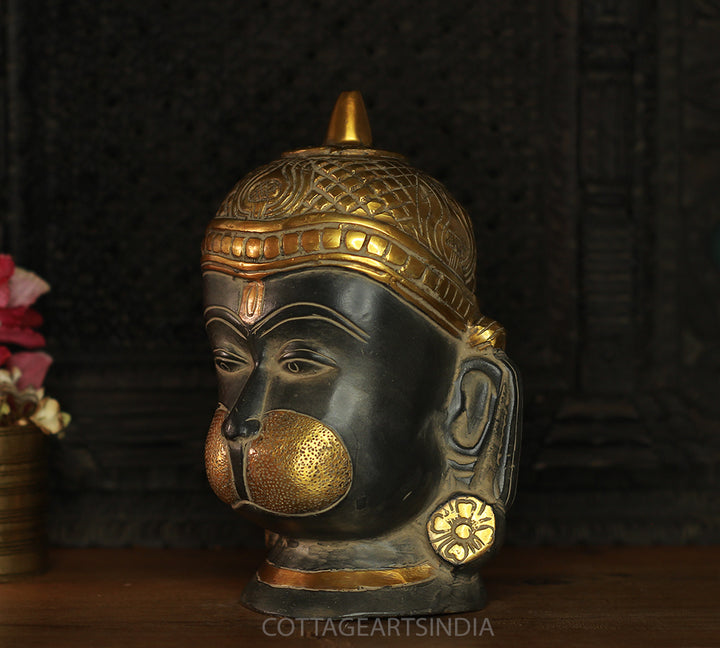 Brass Hanuman Face in Rustic Black
