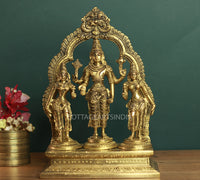 Brass Lord Vishnu , Laxmi and Bhudevi 10"