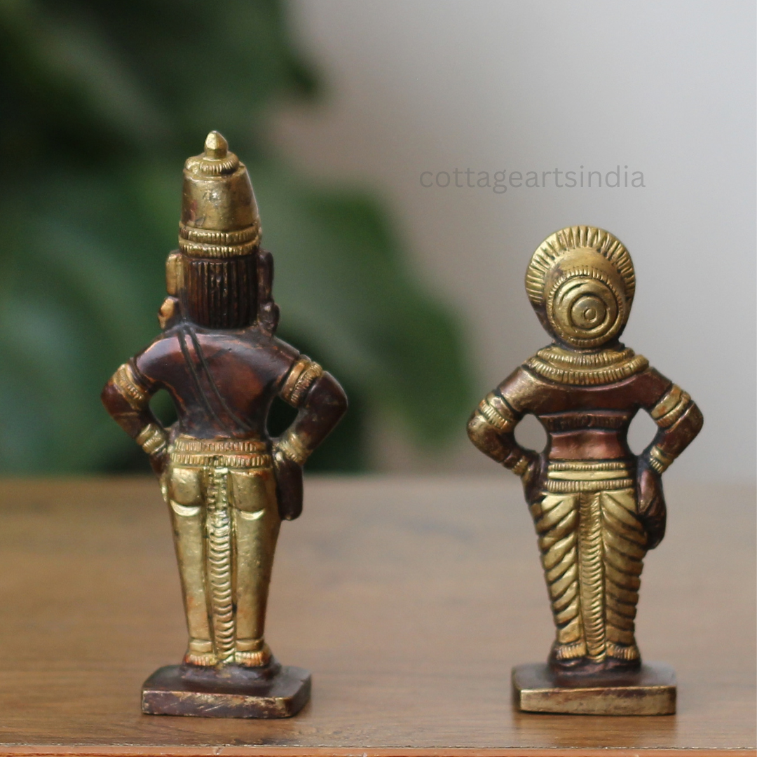 Handcrafted Brass Vitthal and Rukmini Idols – Antique Finish