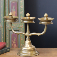 Brass Vintage Kavara Vilakku – 3 Branched Traditional Oil Lamp