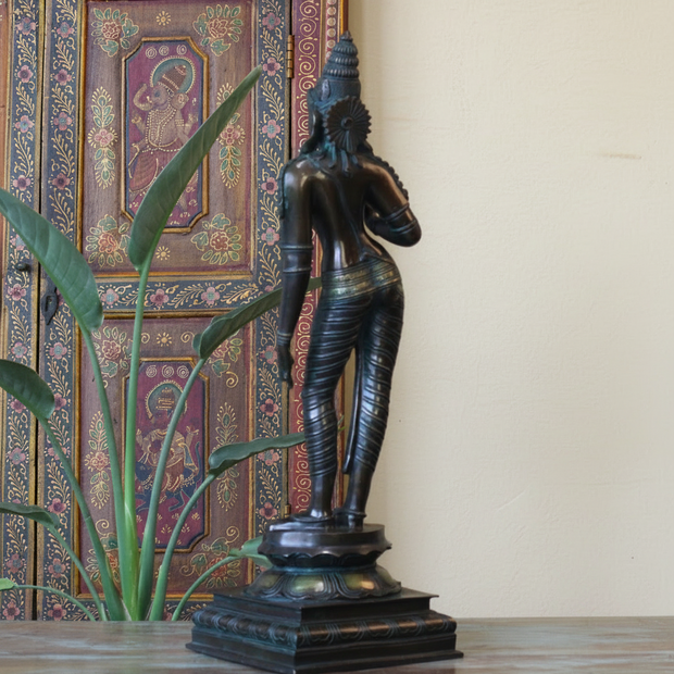 Standing Parvati Brass Sculpture 24"| Chola Style Spiritual Art