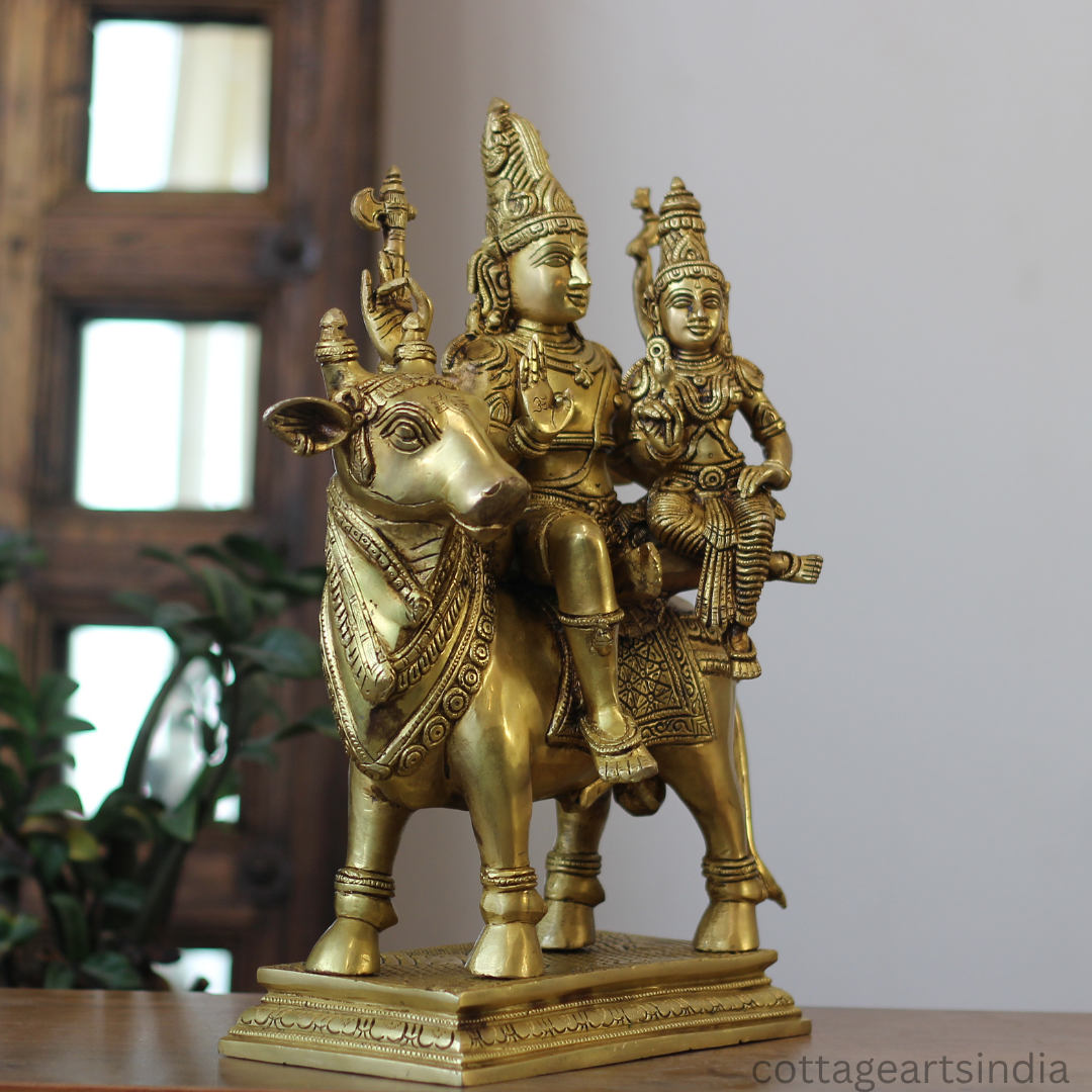 Brass Shiva Parvati on Bull 16"