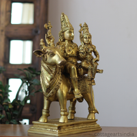 Brass Shiva Parvati on Bull 16"