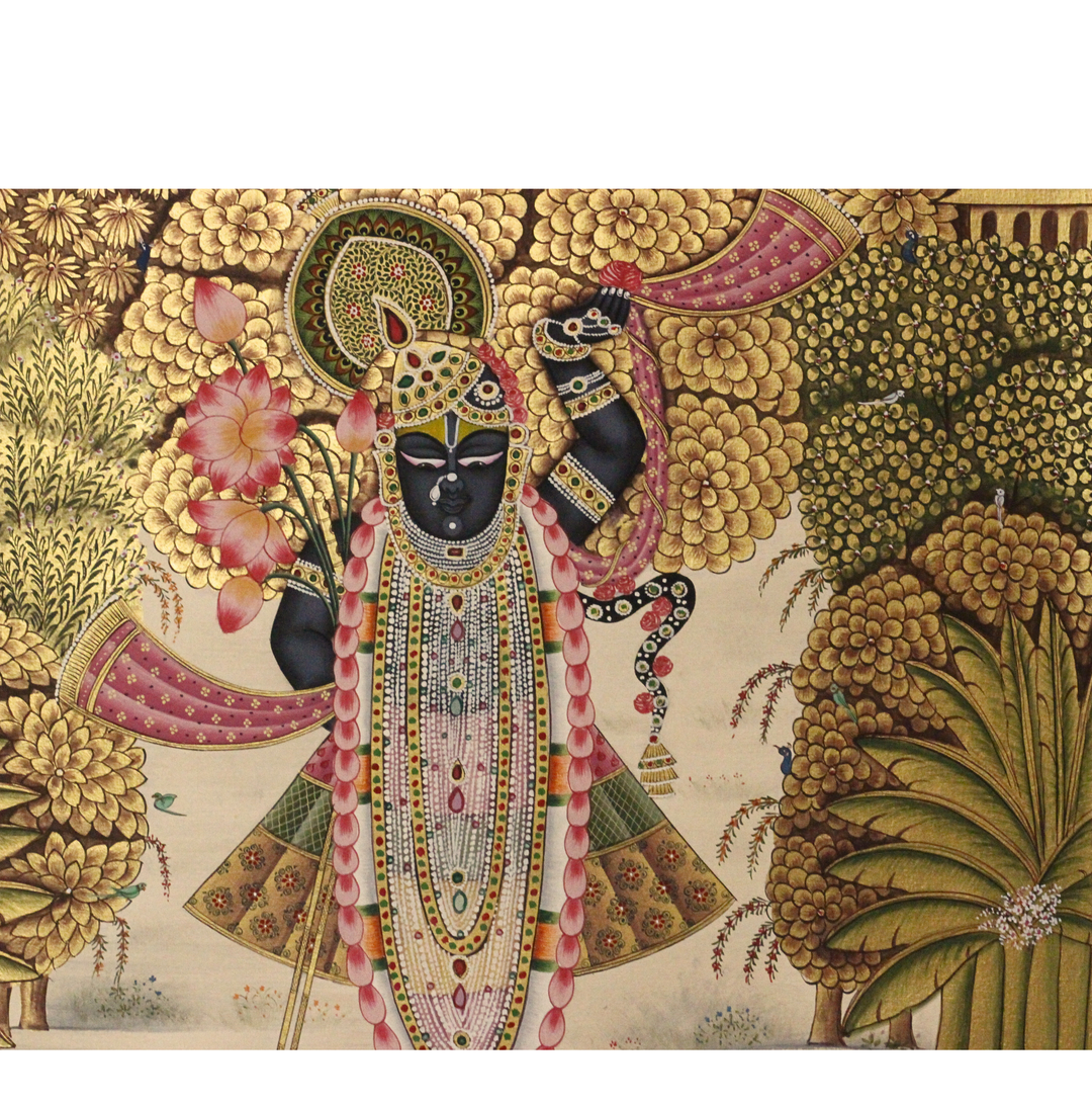 Shrinathji Pichwai Painting – Golden Vrindavan