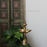 Handcrafted Brass Hanging Diya with Bell