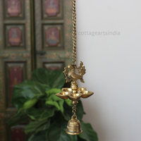 Handcrafted Brass Hanging Diya with Bell