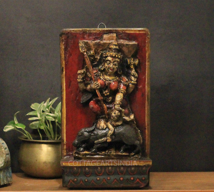 Vintage Wood / Stone Kali Mahisura Mardini Idol