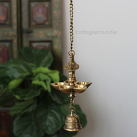 Handcrafted Brass Hanging Diya with Bell
