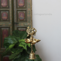 Handcrafted Brass Hanging Diya with Bell