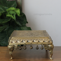 Handcrafted Brass Chowki with Lotus Engraving