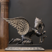 Brass Garuda Statue in Antique Black finish| Handcrafted Garuda Idol with Wings